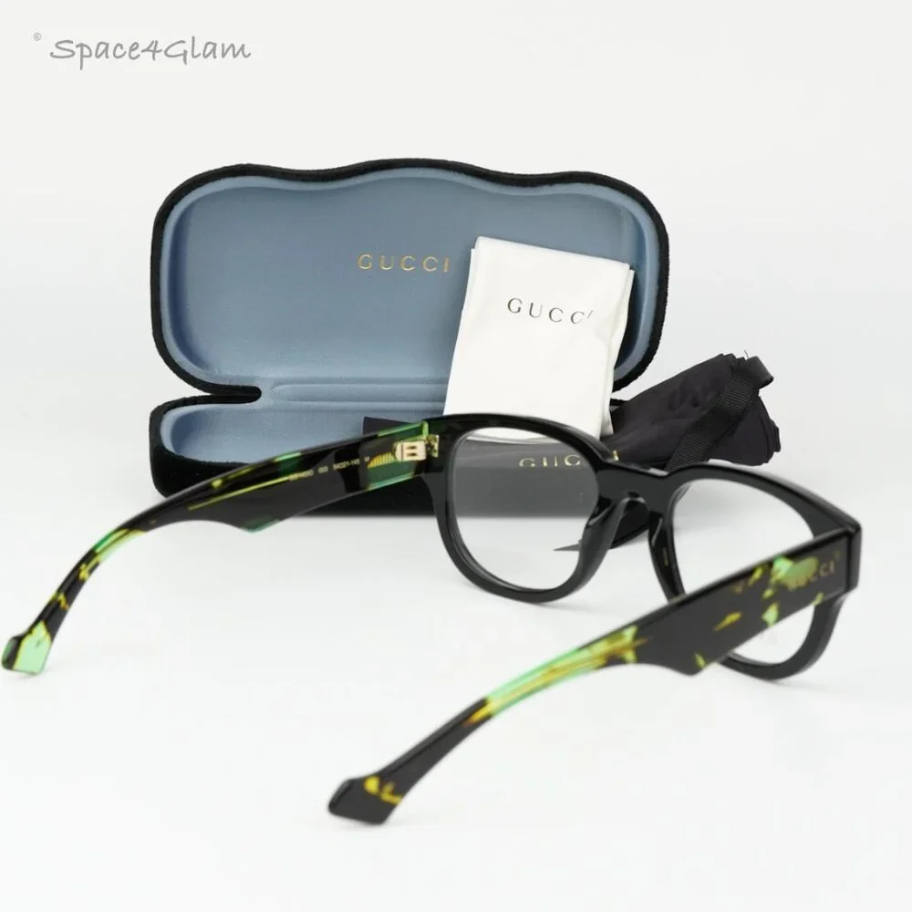 BRAND NEW Gucci GG1429O 003 Black Green Havana Square Men Eyeglasses GG 1429O